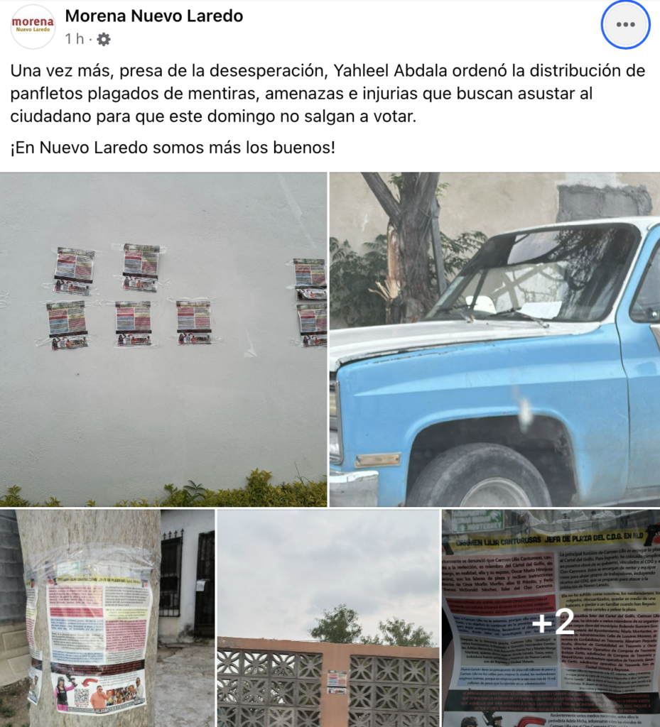 Publicaciones en las redes sociales de Morena Nuevo Laredo. Foto tomada de Facebook