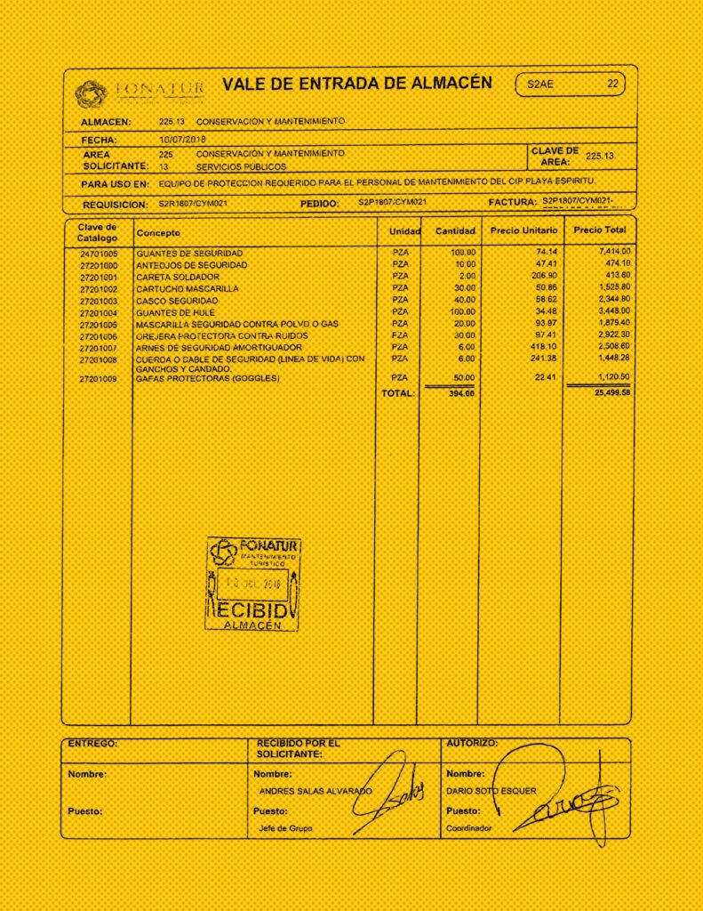 Las obras o adquisiciones de bienes y servicios con EFOS comúnmente estuvieron amparadas por comprobantes documentales en los que los funcionarios avalaron su cumplimiento . Imagen: Fonatur, respuesta de Transparencia