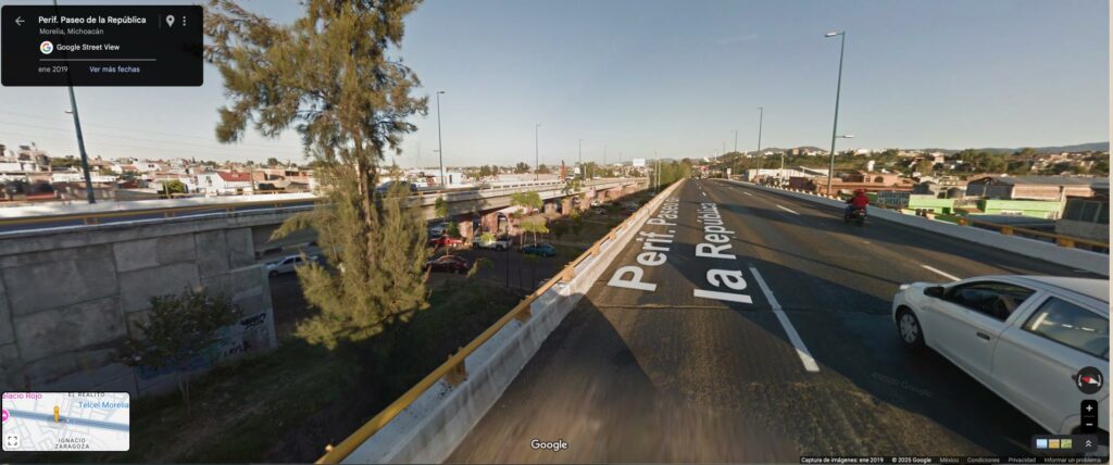 Así se observa el desgaste en los tramos del Libramiento Norte construidos por Saro Infraestructura. Imágenes: Google Maps