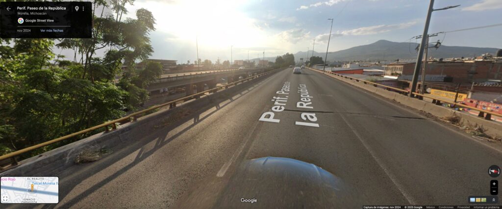 Así se observa el desgaste en los tramos del Libramiento Norte construidos por Saro Infraestructura. Imágenes: Google Maps