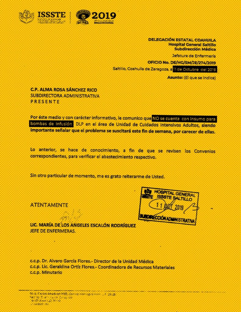 Imagen: ISSSTE, respuesta de Transparencia