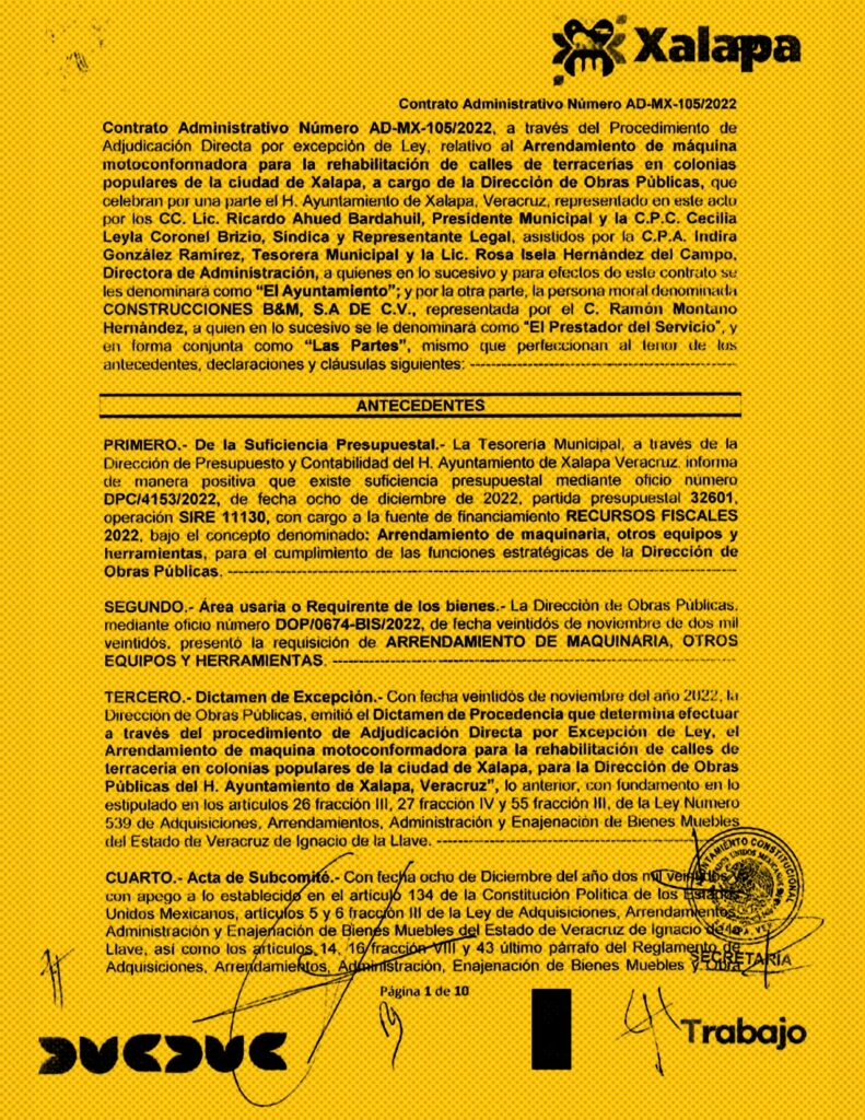 El Gobierno de Xalapa, en la administración de Ricardo Ahued, siguió contratando a las empresas hermanas de Infraestructura en Construcción. Imagen: Gobierno municipal de Xalapa