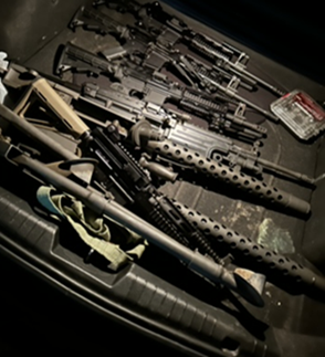 Armas de fuego adquiridas por afiliados del CDN fueron introducidas de contrabando a México. Foto de Departamento del Tesoro