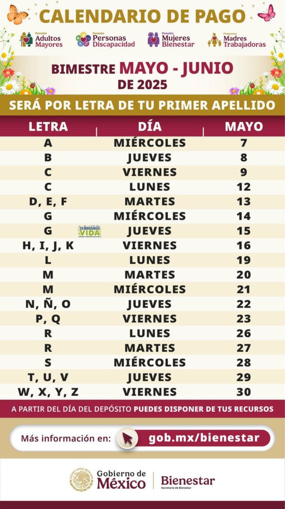 Calendario de pagos de programas sociales. Foto de X Ariadna Montiel