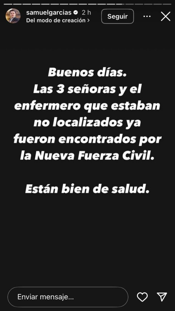 Publicación del gobernador de Nuevo León, Samuel García