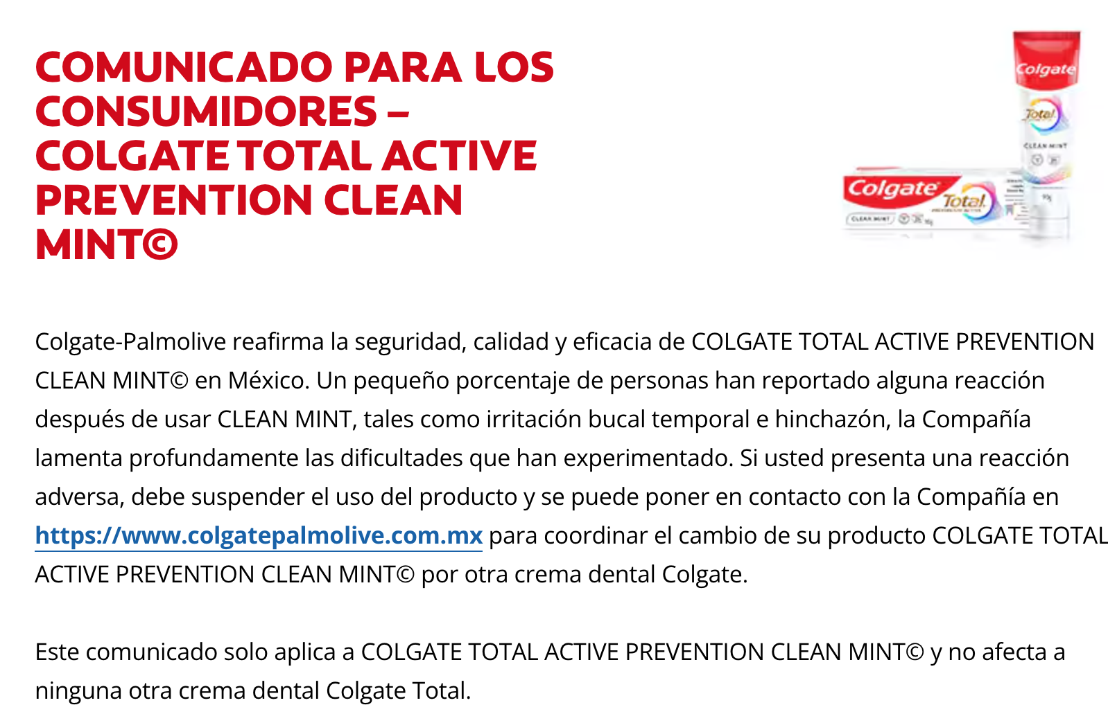 ALERTA COFEPRIS COLGATE. IMAGEN: CORTESÍA.