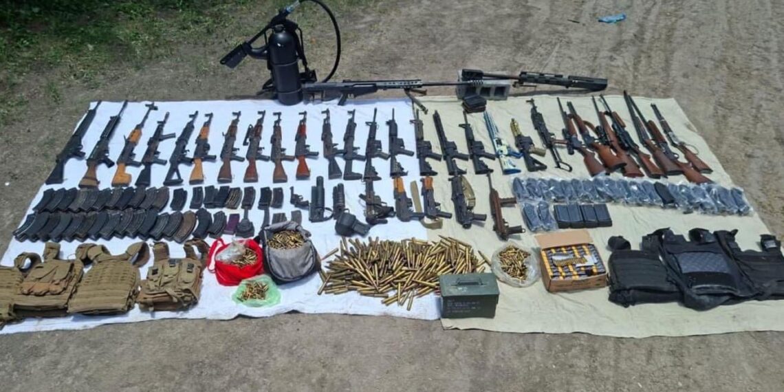 Decomisan arsenal en Matamoros; incluía un lanzallamas. Foto de Sedena